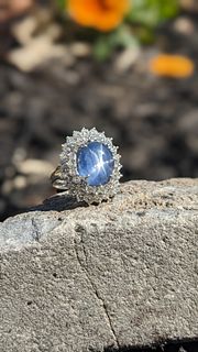Star Sapphire and Diamond Cocktail Ring and Pendant