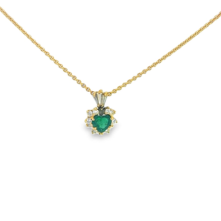Heart Emerald and Diamond Necklace