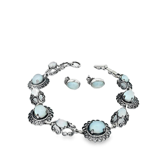 Sterling and Opal Bracelet and Earrings