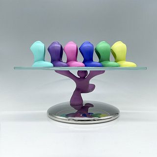7pc Alessi Colorful Napkin Rings and Cake Stand