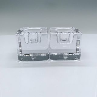 Pair of Orrefors Crystal Ice Cube Candle Holders