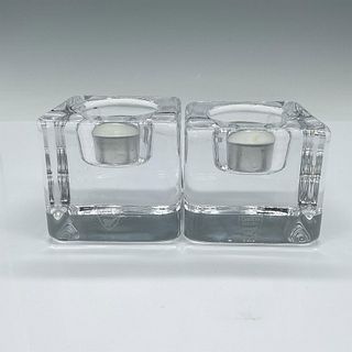 Pair of Orrefors Crystal Ice Cube Candle Holders/Votive
