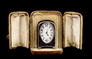 Zenith Enamel & Sterling Miniature Clock