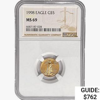 1998 $5 1/10oz. Gold Eagle NGC MS69 