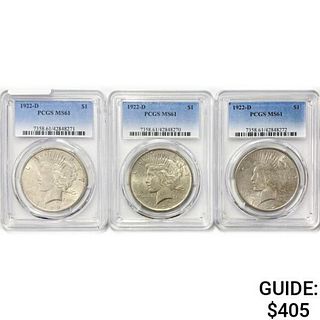 [3] 1922-D Silver Peace Dollar PCGS MS61 