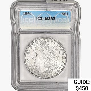 1891 Morgan Silver Dollar ICG MS63 