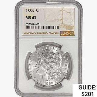 1886 Morgan Silver Dollar NGC MS63 