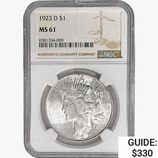 1923-D Silver Peace Dollar NGC MS61 