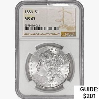 1886 Morgan Silver Dollar NGC MS63 