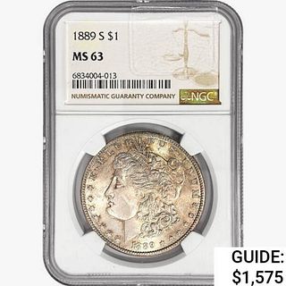 1889-S Morgan Silver Dollar NGC MS63 