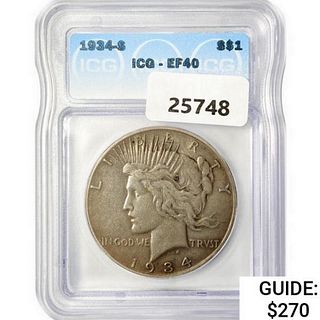 1934-S Silver Peace Dollar ICG EF40 