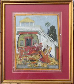 A BEAUTIFUL OLD INDIAN PAINTING. 18TH CENTURY