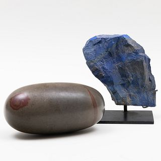 Shiva Lingham Stone and a Lapis Mineral Specimen