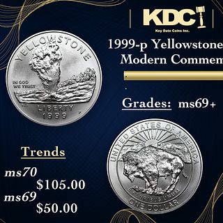 1999-p Yellowstone Modern Commem Dollar $1 Graded ms69+ By SEGS