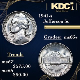 1941-s Jefferson Nickel 5c Grades GEM++ Unc