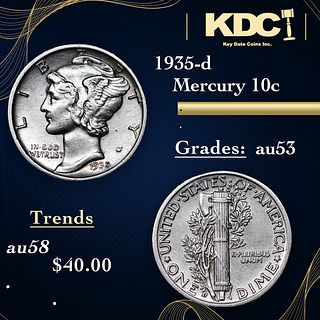 1935-d Mercury Dime 10c Grades Select AU