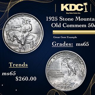 1925 Stone Mountain Old Commem Half Dollar 50c Grades GEM Unc