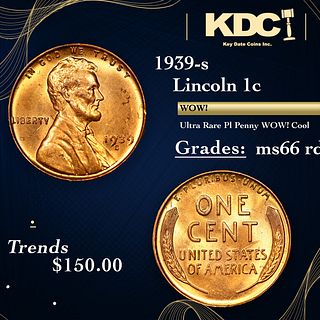 1939-s Lincoln Cent 1c Grades GEM++ Unc RD PL