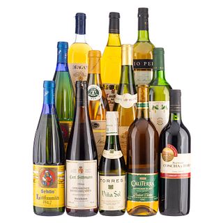 Lote de Jerez y Vinos Tintos y Blancos de Chile, Francia, Italia y España. En presentaciones de 375 m. y 750 ml. Total de piezas: 12.