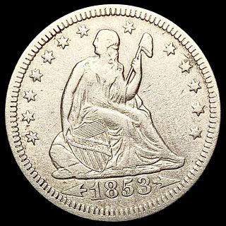 1853 A+R Seated Liberty Quarter NEARLY UNCIRCULATE