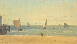 Eugene Boudin Painting, Beach Scene