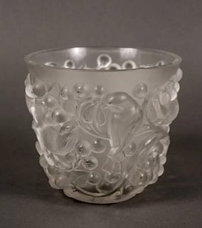 Lalique "Avalon" Frosted & Molded Art Glass Vase