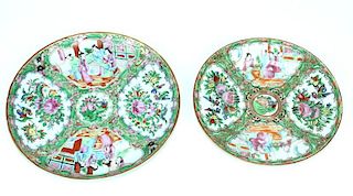 TWO CHINESE ROSE MEDALLION PLATES