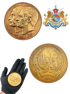 A LARGE IRAN THE 50TH ANNIVERSARY OF PAHLAVI MONARCHY COMMEMORATIVE MEDAL