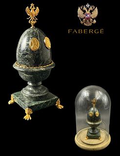 An Empire Russian Tsar & Alexandra Green Marble Egg