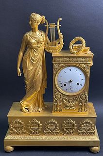 19th Century French Figural Ormolu Bronze Clock