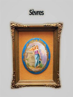 19th C. Sevres Hand Painted Framed Plaque. Rills Signed