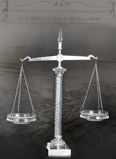 19TH CENTURY FRENCH BACCARAT CRYSTAL SCALES OF JUSTICE