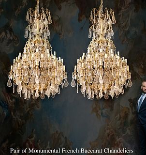 A Pair Of Monumental French Baccarat Crystal Chandeliers