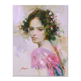 Pino (1939-2010), "Lily" Hand Embellished Limited Edition on Canvas, Numbered and Hand Signed with Certificate of Authenticity.