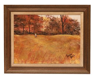 Oil On Canvas Landscape Painting, Linda Hall Signed