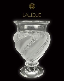A French Lalique Ermenonville Frosted Crystal Vase, Signed