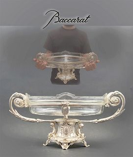 19th C. French Baccarat Crystal Silver Plated Centerpiece