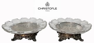 A Pair Of 19th C. Christofle & Baccarat Crystal Centerpieces, Hallmarked