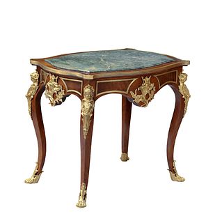 A French Mounted Figural Bronze W/ Top Marble Table