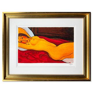 Amedeo Modigliani, "Nudo Sdraiato Con Le Mani Dietro La Testa" Framed Limited Edition Serigraph with Certificate of Authenticity.