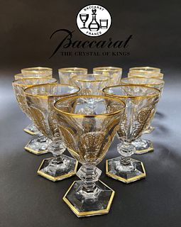 A Set Of Twelve Fine French Baccarat Crystal Empire Glasses, Hallmarked