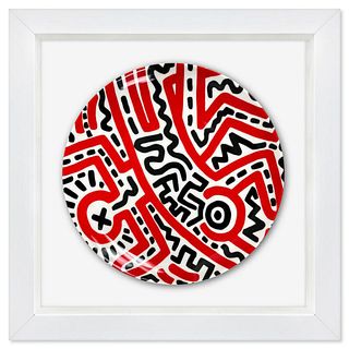 Keith Haring (1958-1990), Framed Limited Edition Plate with Letter of Authenticity.