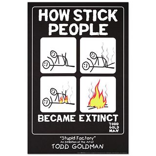 How Stick People Became Extinct Collectible Lithograph (24" x 36") by Renowned Pop Artist Todd Goldman.