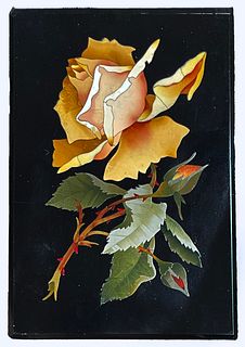 19th C. Italian Pietro Dura Hand Painted Flower Porcelain Plaque