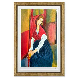 Amedeo Modigliani, "Jeanne Hebuterne" Framed Limited Edition Lithograph with Certificate of Authenticity.