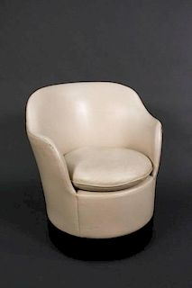 Phillip Enfield White Leather Swivel Armchair