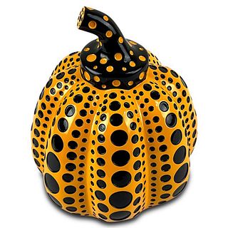 Yayoi Kusama, Lacquer-Painted Resin Pumpkin Sculpture (Yellow) with Letter of Authenticity.