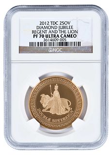 2012 Tristan De Cunha Diamond Jubilee Regent (Una) & Lion Two Sovereign Gold Coin