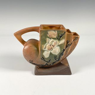Roseville Pottery, Brown Magnolia Cornucopia Vase 182