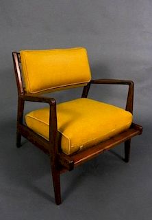 Jens Risom, Mid-Century Walnut Lounge Armchair